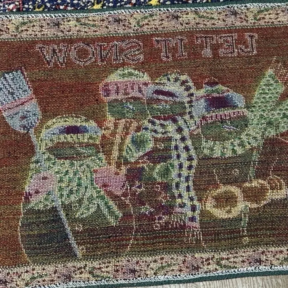 Let It Snow Snowman Woven Tapestry Christmas Placemats Set of 4 Holiday Novelty